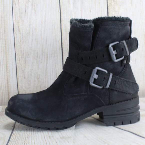 Caterpillar Shoes - Caterpillar Jory Black Suede Double Buckle Lined Winter Boots US 8.5